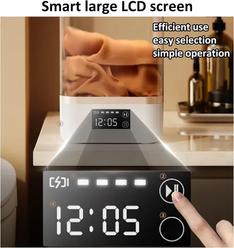 Vista 6 de Lavadora totalmente automática con lavadora y secadora integradas, mini lavadora portátil con pantalla LCD inteligente, perfecta para apartamentos