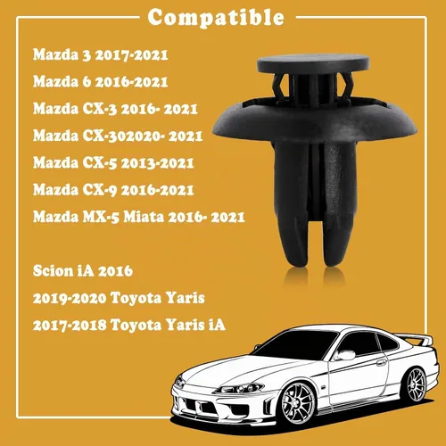 Vista 6 de 20 piezas de clip de retención tipo de empuje para defensa, motor, forro de guardabarros, compatible con Mazda B45A-56-146A 90118-WB048