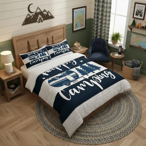 Vista 33 de Castle Fairy Juego de ropa de cama Happy Camping para niños, funda de edredón estilo granja occidental con cierre de cremallera, juego de ropa