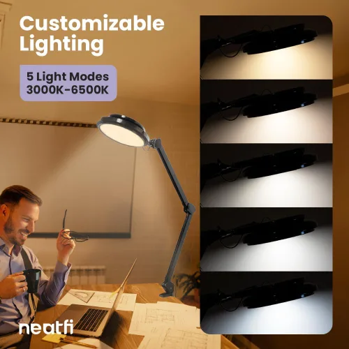 Vista 6 de Neatfi Lámpara de escritorio LED 3,000 lúmenes 30 W 320 LED SMD Regulable Temperatura de color de 3000K a 6500K Luz de escritorio
