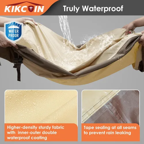 Vista 4 de Fundas impermeables para muebles de patio para mesa y sillas, juego de muebles de exterior, antidecoloración, resistente al desgarro/agua, 110
