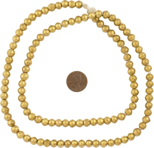 Vista 2 de The Bead Chest Cuentas redondas de latón de 0.236 in, hilo completo de cuentas espaciadoras de metal africano