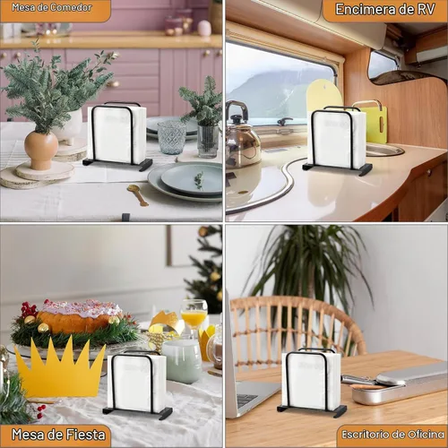 Vista 5 de Servilletero, moderno soporte para servilletas de papel de pie para cocina, mesa de comedor, almacenamiento de servilletas de metal para todas