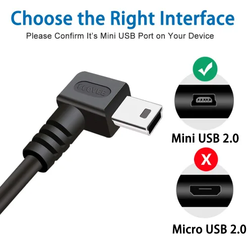 Vista 2 de Cable mini USB de 90 grados, paquete de 2 unidades de 6 pies para Garmin Nuvi para Canon PowerShot/Rebel/EOS/DSLR/ELPH, Dash Cam, SatNav