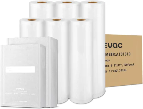 Vista 7 de Wevac 6''x10'' y 8''x12'' 300 unidades, bolsas selladoras al vacío Keeper, bolsas precortadas, ideales para Food Saver, sin BPA, grado comercial