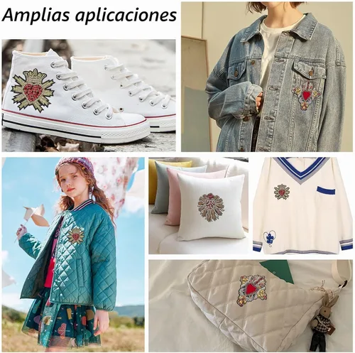 Vista 2 de INFUNLY Parches de lentejuelas con cuentas, 3 parches geniales para chaquetas, parches de corazón de diamantes de imitación, parches para coser