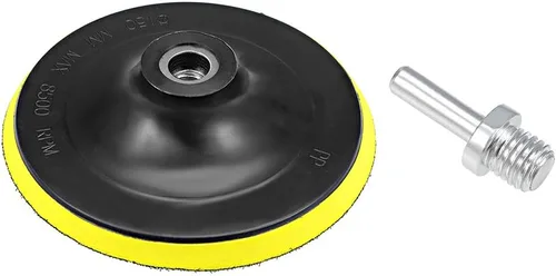 Vista 6 de uxcell Almohadilla de respaldo de gancho y bucle de 5 pulgadas, placa de soporte de pulido de lijado con adaptador de taladro M10 para lijadora