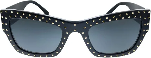 Vista 2 de Versace VE 435 GB1 Lentes de sol rectangulares de plástico negro y dorado lente gris