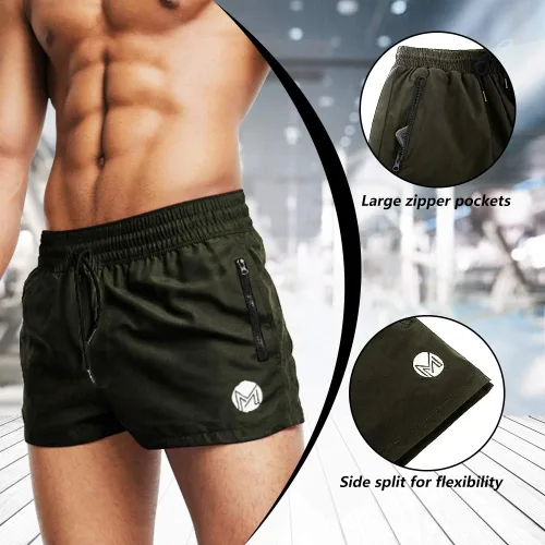 Vista 3 de Pantalones cortos de entrenamiento de gimnasio para hombre, pantalones cortos de entrenamiento de 3 pulgadas, pantalones cortos de gimnasio atlético