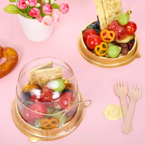 Vista 6 de Whaline 50 recipientes individuales desechables de 4.3 pulgadas para cupcakes, de plástico transparente, soportes para postres individuales
