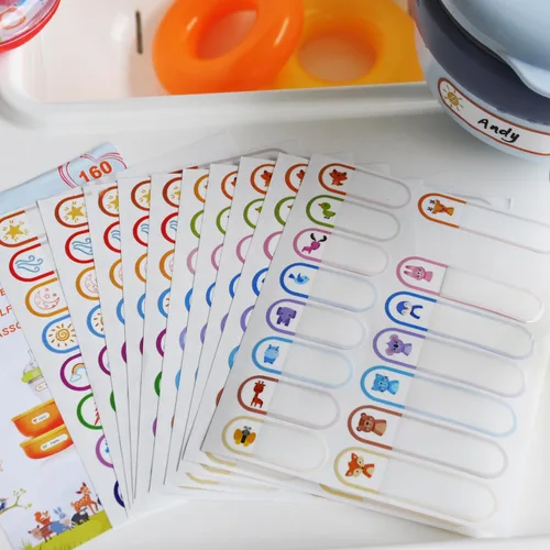 Vista 7 de 160 etiquetas para biberones para guardería, etiquetas impermeables para nombres de niños, autolaminables, autolaminables, para guardería, varios