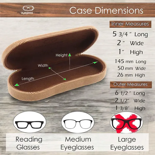 Vista 4 de MyEyeglassCase Estuche rígido para gafas, tamaño mediano, con borde de fácil apertura y paño de limpieza