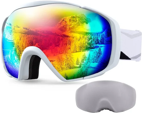 Vista 26 de OutdoorMaster - Gafas de esquí con cubierta, antivaho OTG para nieve/snowboard La cubierta integrada ayuda a proteger la lente, con ajuste OTG