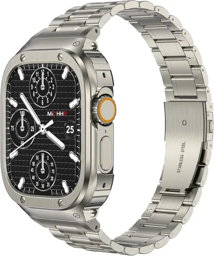 Vista 16 de MioHHR Correa de Acero Inoxidable para Reloj con Estuche Compatible con Correas de Apple Watch 40/41 mm, Correa Resistente con Cubierta Protectora