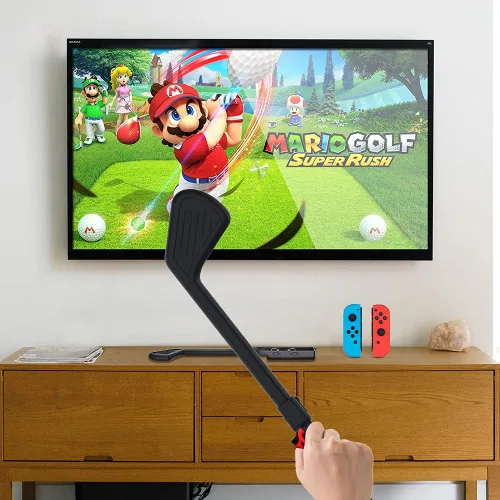 Vista 7 de Uxilep Golf Club for Mario Golf Super Rush - Nintendo Switch Joy-con AccessoriesMini Golf Clubs Hand Grip Accessories with Wrist Strap for Joy Cons