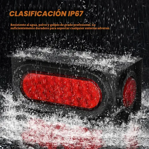 Vista 4 de LINKITOM Kit de cajas de acero de montaje soldado con luces traseras LED ovaladas de 6 pulgadas y luces laterales redondas LED rojas de 2 pulgadas