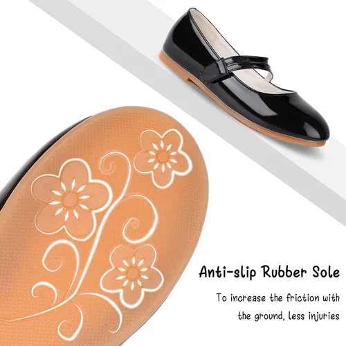 Vista 5 de MEJORMEN Zapatos de vestir de bailarina Mary Jane para niñas, zapatos de ballet de princesa para niñas, zapatos de niña de las flores para boda