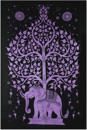 Vista 2 de Cortinas de algodón con mandala indio para ventana, decoración de dormitorio para el hogar, decoración de ventana, tapiz de mandala hippie elefante