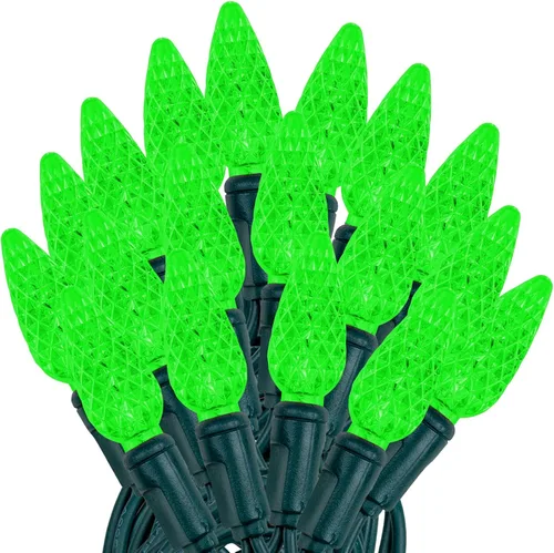 Vista 12 de Novelty Lights - Mini juego de 70 luces C6 LED de Navidad, serie de luces de grado comercial para exteriores, cable verde, 24 pies