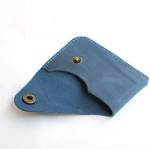 Vista 8 de Handmade Genuine Leather Card Holder with Snap Closure - Ultra Slim Minimalist Wallet, Hand-Stitched Compact Front Pocket Card Case for Men & Women