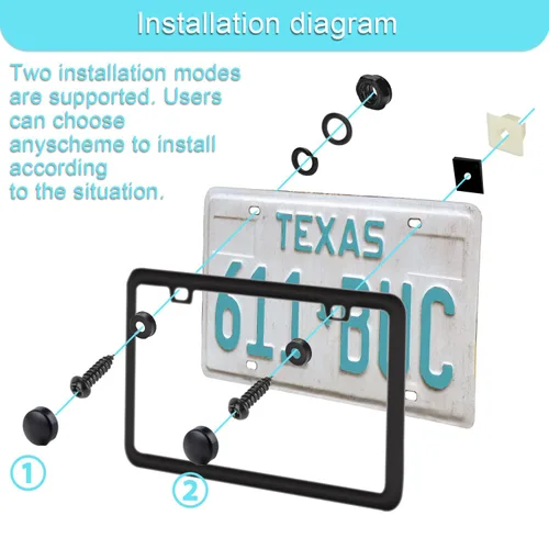 Vista 2 de Kit de tornillos antirrobo negros para matrícula, tornillos a prueba de manipulaciones para placa de matrícula, pernos de acero inoxidable 304
