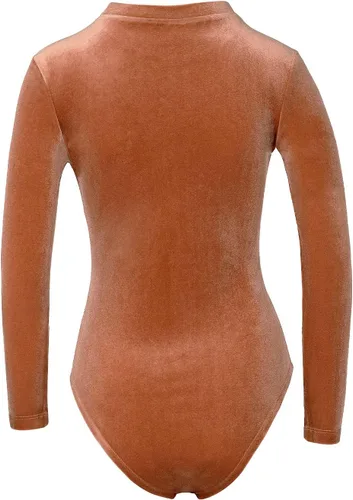 Vista 5 de Bonnorth Body de terciopelo para mujer, cuello redondo, manga larga, tanga, overol básico