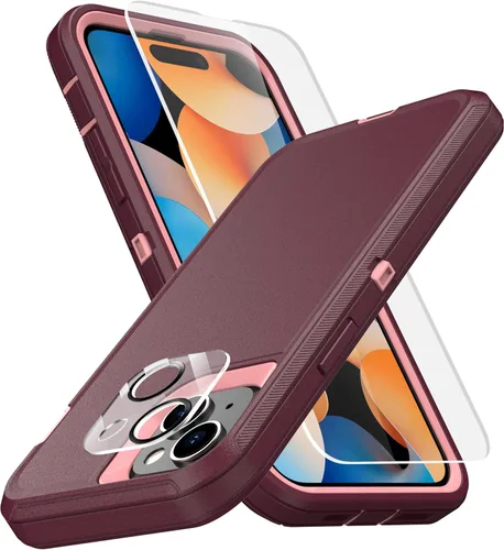 Vista 23 de MXX Funda de Alta Resistencia para iPhone 15 con Pantalla de Vidrio Templado, Protector de Lente de Cámara de 3 Capas, Protección Completa