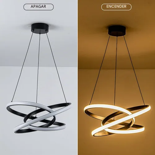Vista 4 de MAYNA - Lámpara de araña de anillo moderna, lámpara colgante LED regulable