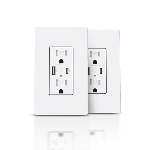 Vista 15 de TOPELER Toma de pared USB C, 30 W PD3.0 y tomas de corriente USB PPS, toma de corriente eléctrica resistente a manipulaciones de 15 amperios