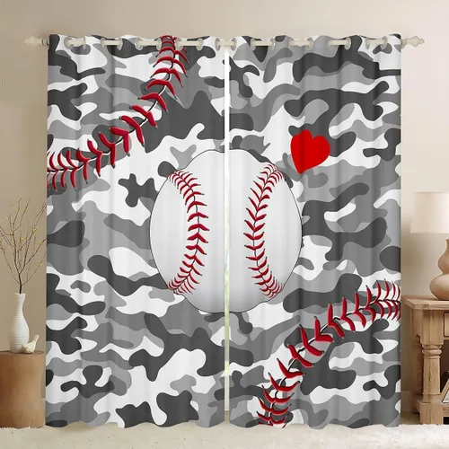 Vista 22 de Erosebridal Hockey Blackout Curtains for Boys,Blue and Black Sports Curtains & Drapes for Kids Teen,Ball Games Gamer Bedroom Decor,Ice Hockey Field