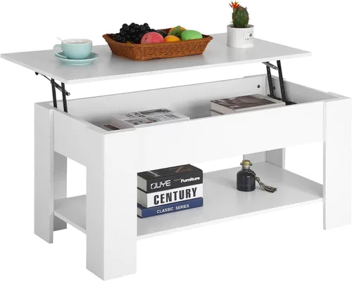 Vista 9 de PayLessHere Mesa de Centro con Tapa Elevable Mesas de Centro con Compartimento Oculto y Estante de Almacenamiento Tablero de Madera Elevable Mesa