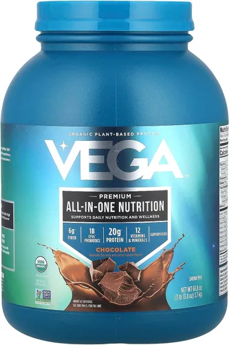 Vista 25 de Vega Organic All-in-One Proteína vegana en polvo sabor chocolate 9 porciones, ingredientes de superalimento, vitaminas para apoyo inmunológico