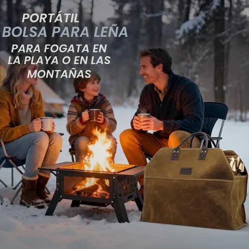 Vista 7 de INNO STAGE - Bolsa de lona encerada resistente para leña, tamaño grande, bolsa de almacenamiento para accesorios de chimenea y estufa de madera