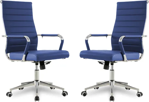 Vista 30 de Okeysen Office Desk Chair, Ergonomic Leather Modern Conference Room Chairs, Executive Ribbed Height Adjustable Swivel Rolling Chair for Home Office