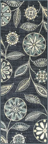 Vista 63 de Maples Rugs Reggie - Alfombra bohemia con estampado floral, 1 pies 8 Gris oscuro