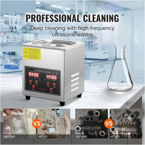Vista 2 de Ultrasonic Cleaner with Digital Timer and Heater, Stainless Steel Cleaning Machine for Jewelry and Small Items