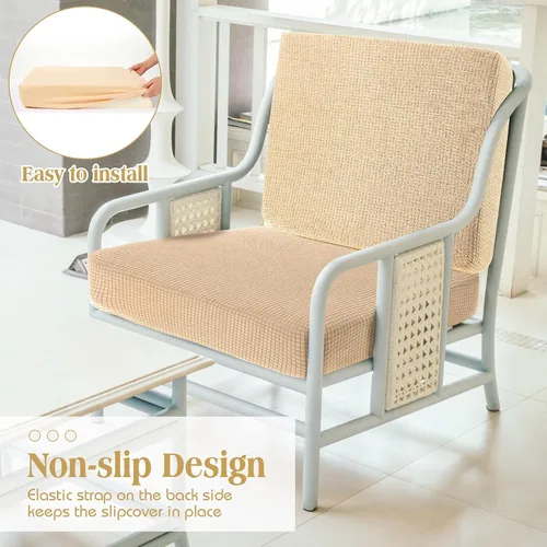 Vista 5 de Newwiee 8 fundas de cojín elásticas impermeables para patio, fundas de cojín para exteriores, fundas de repuesto para sofá, funda de asiento suave