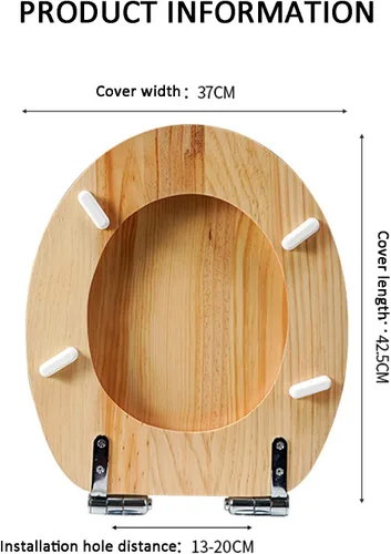 Vista 7 de Asiento de inodoro universal de madera con tapa, cómodos y fáciles de limpiar, diseño ergonómico de cierre lento, puede soportar 661.4 lbs