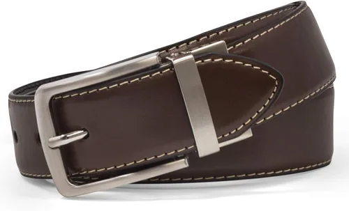 Vista 2 de Steve Madden Cinturón de cuero reversible para hombre, casual, para todos los días Marrón/Negro