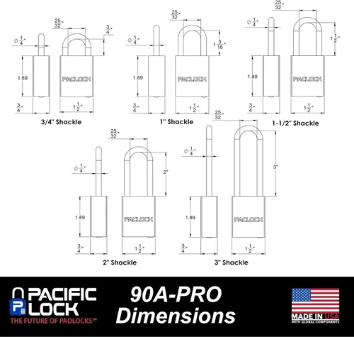Vista 4 de PACLOCK Candado de la serie 90A-PRO, compre American Act obediente, aluminio anodizado marrón, cilindro de 7 pines de alta seguridad con 1 llave por
