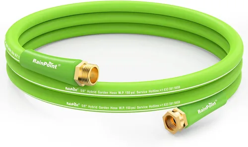 Vista 9 de RAINPOINT Leader - Manguera de jardín de 5 pies, manguera de agua ligera con mango giratorio, flexible, resistente, goma híbrida, con accesorios