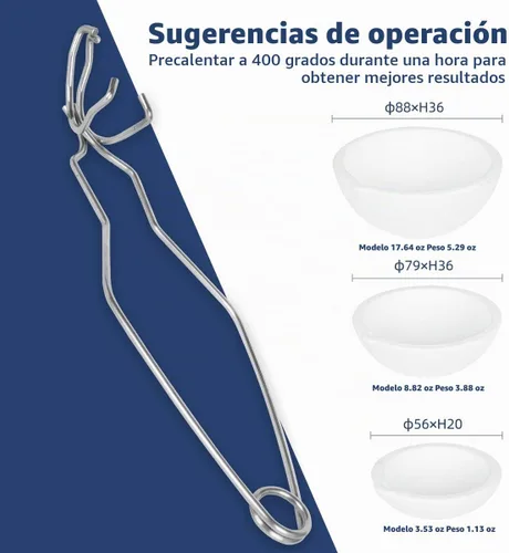 Vista 5 de Juego de 4 tazones de cerámica fundidos pequeños con diseño de crisol de cerámica fundida, oro y plata con pinzas para látigo, mango 2A