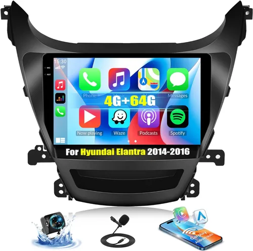 Vista 10 de [HiFi Audio] 2+64G Android Car Stereo para Hyundai Elantra 2014-2016 Wireless Apple Carplay Android Auto 9 pulgadas Pantalla táctil Navegación