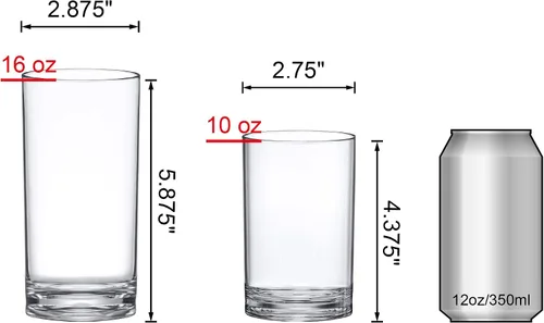 Vista 3 de Amazing Abby - Probity - Vasos de plástico de 10 onzas y 16 onzas (juego de 8), vasos de plástico para beber, vasos de plástico reutilizables, sin