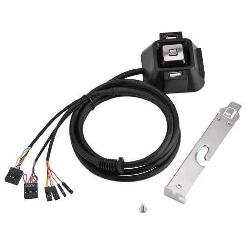 Vista 8 de Interruptor de PC de escritorio, caja de PC de escritorio, botón de interruptor, puertos USB, fuente de alimentación, encendido/apagado, reinicio