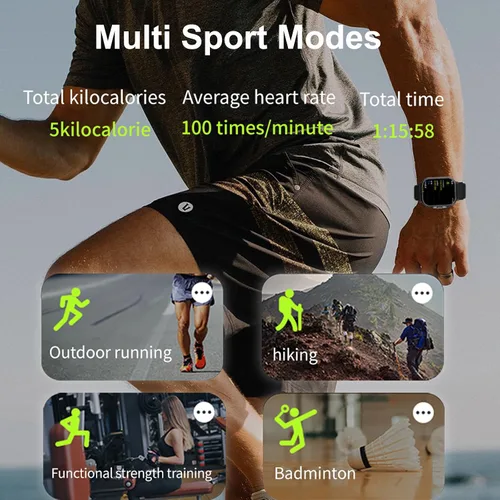 Vista 6 de Reloj inteligente con auriculares, para hacer/responder llamadas Bluetooth, monitor de actividad física, monitor de presión arterial y frecuencia