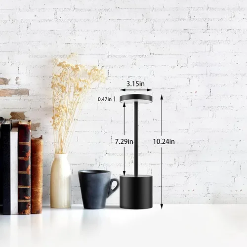 Vista 2 de TBBGA Lámpara de mesa LED inalámbrica, lámpara recargable con atenuación continua de 3 colores, lámpara de batería, luz nocturna portátil de metal