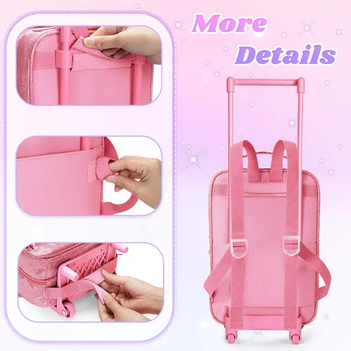 Vista 3 de LoDrid Mochila de viaje compatible con muñecas Barbie de 12 pulgadas, rosa