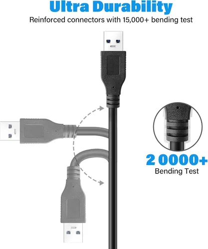 Vista 6 de Paquete de 2 cables de extensión USB 3.0 SuperSpeed tipo A macho a hembra (1 pie)