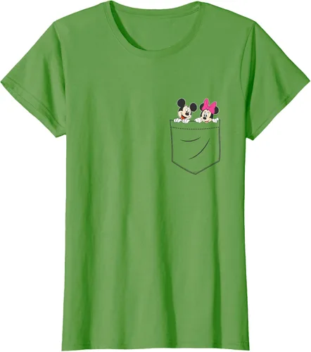 Vista 4 de Disney Mickey & Minnie Mouse - Camiseta de bolsillo pequeño para pareja
